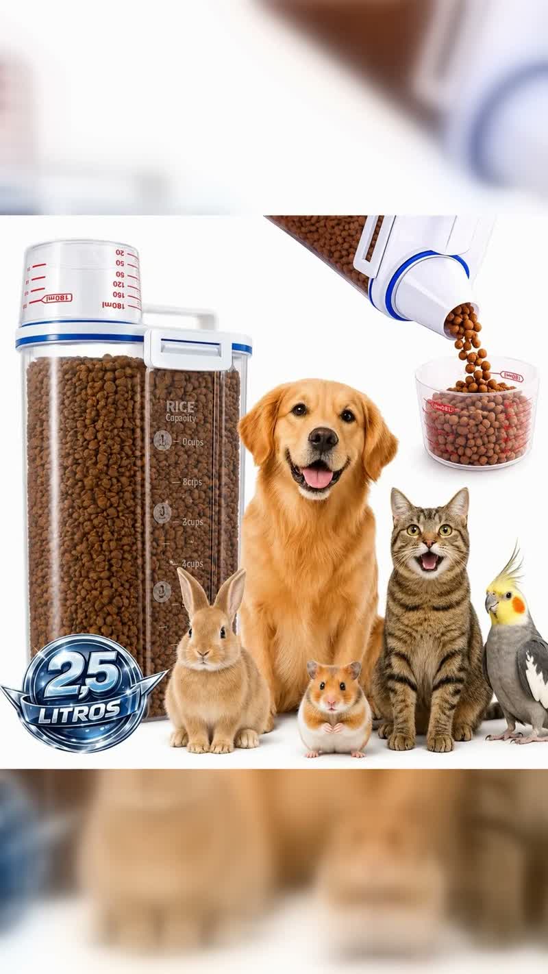 Porta Ração Pote com Tampa 2,5 Litros