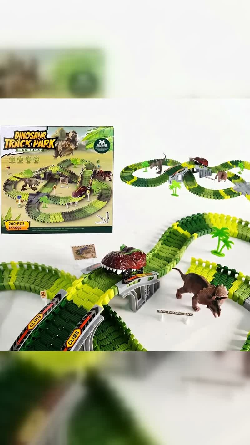 Pista Dinossauro Circuito de Corrida 340 Peças Montável