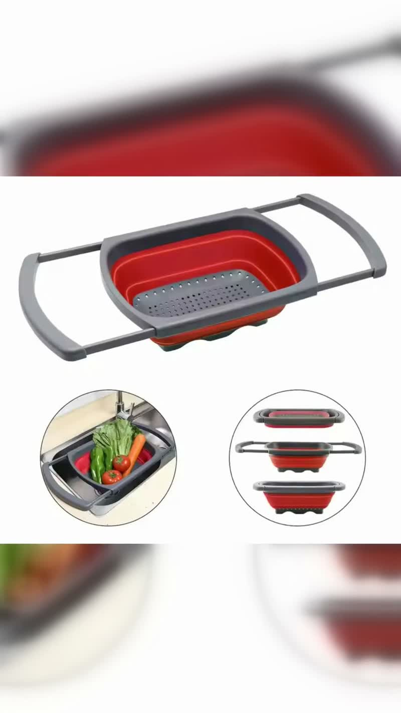 Escorredor de Alimentos de Silicone com Alça Retrátil