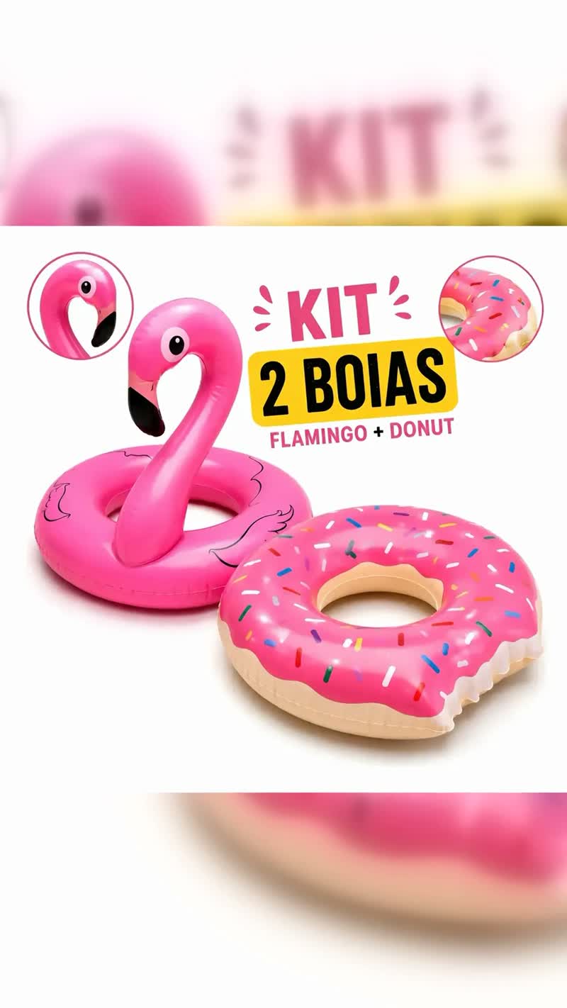 Kit 2 Boias Flamingo e Donuts 90cm
