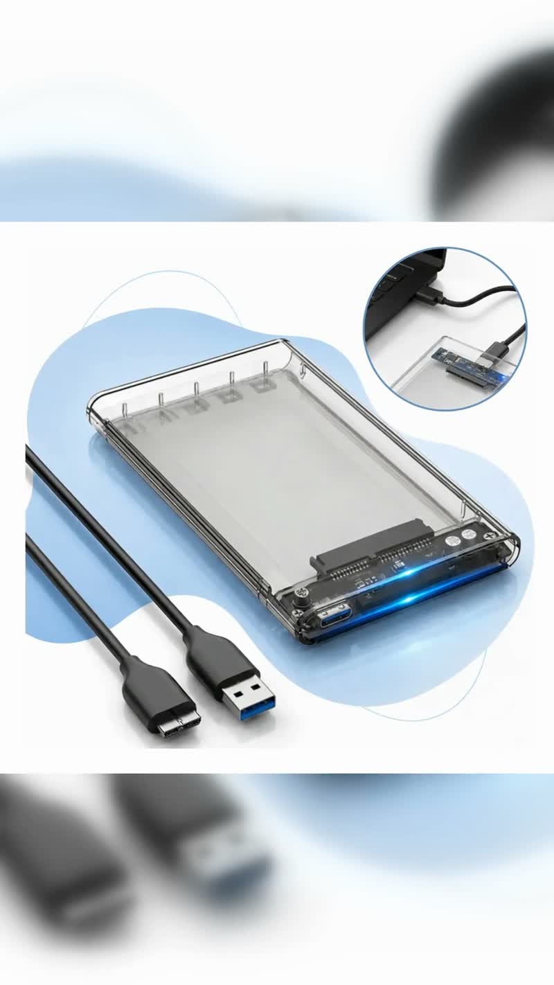 Case HD Externo USB 3.0 Transparente HD/SSD SATA 2,5