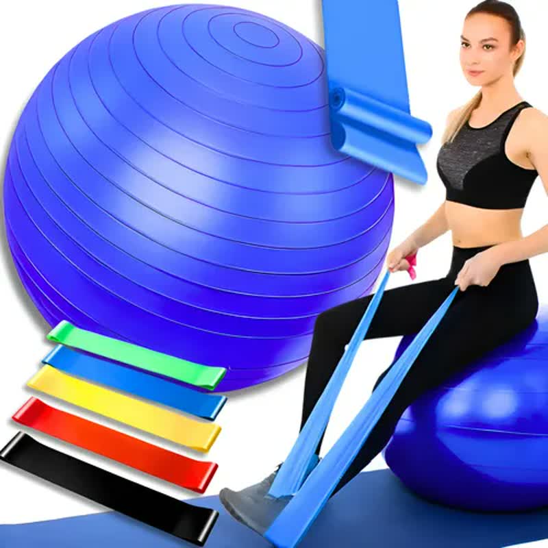 Bola Suíça Pilates Fisio 65cm + Kit