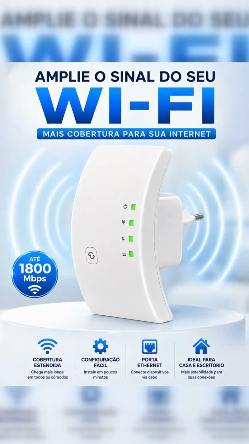 Repetidor de Sinal Wi-Fi 1800Mbps com Porta Ethernet