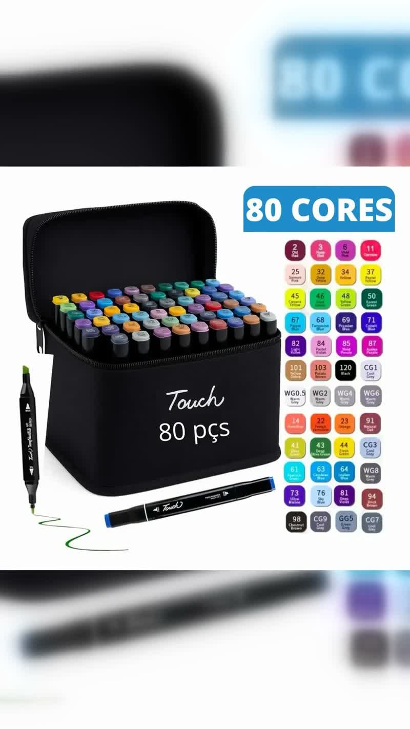 Kit 80 Canetinhas Ponta Dupla Bobbie Goods