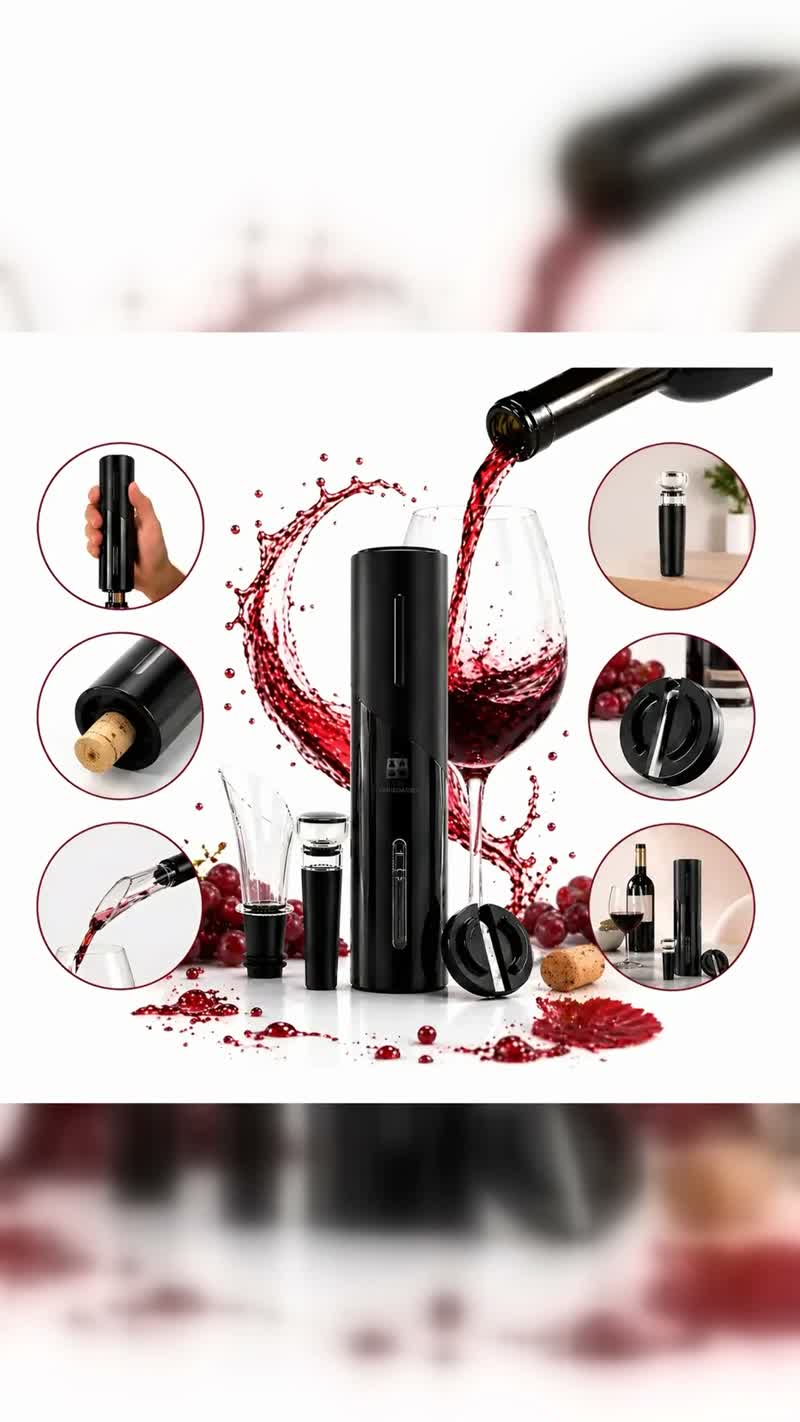 Abridor de Vinho Elétrico Recarregável