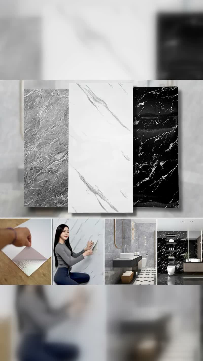Kit 10 Painéis Adesivos de Parede Efeito Mármore 60x30
