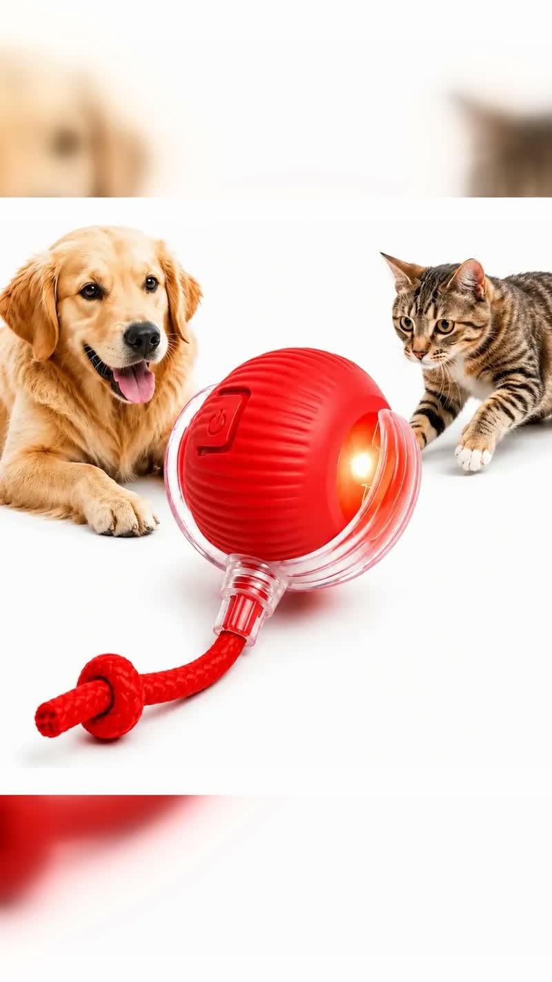 Bolinha Interativa Automática com Corda e LED para Pet