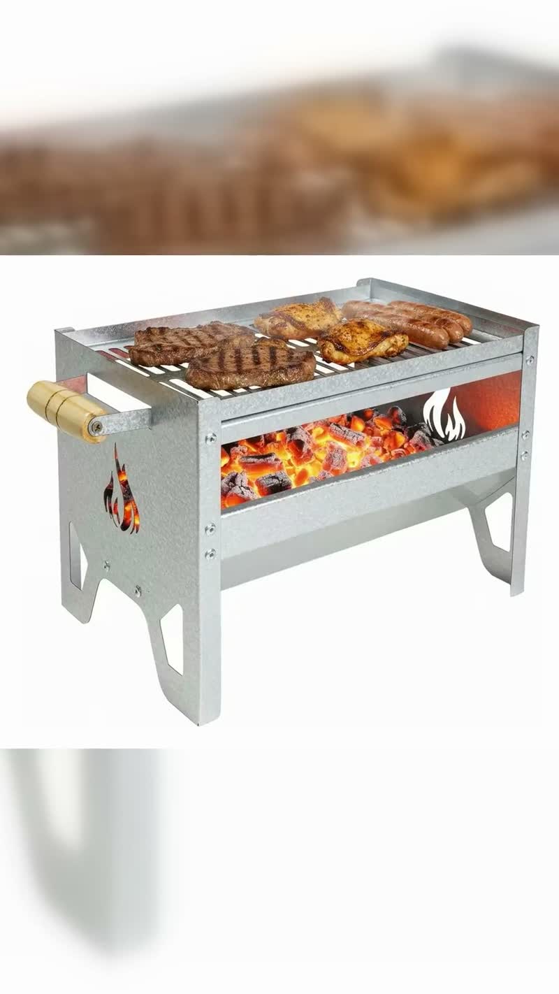 Churrasqueira Portátil a Carvão Compacta Galvanizada