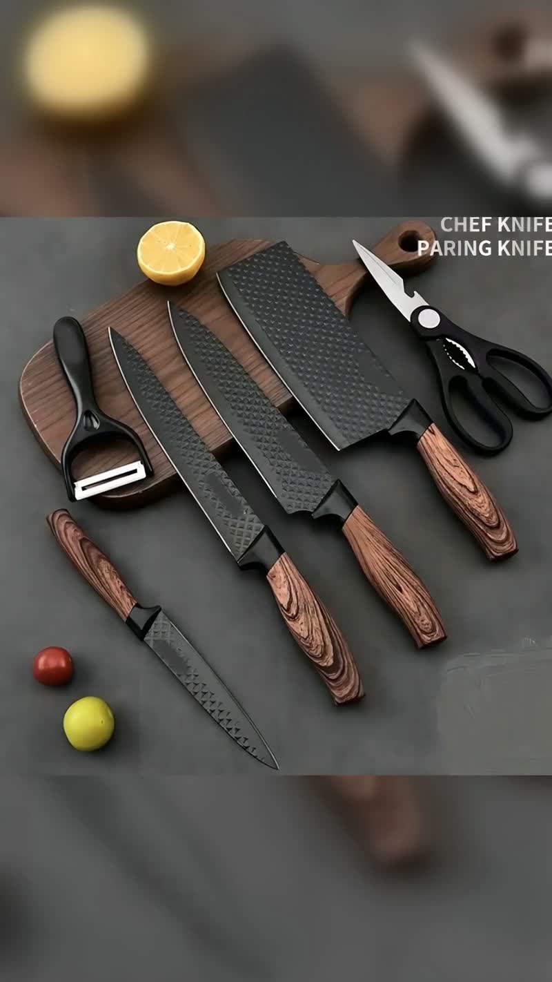 Kit Jogo de Facas Inox 6 Peças com Suporte