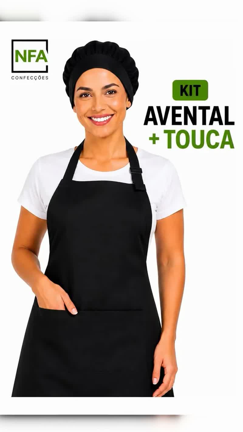 Kit Avental Oxford com Touca de Cozinha