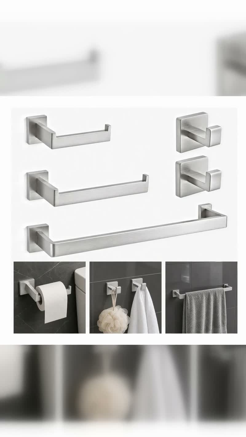 Kit Luxo para Banheiro em Inox 304 com Porta Toalhas 5 Peças