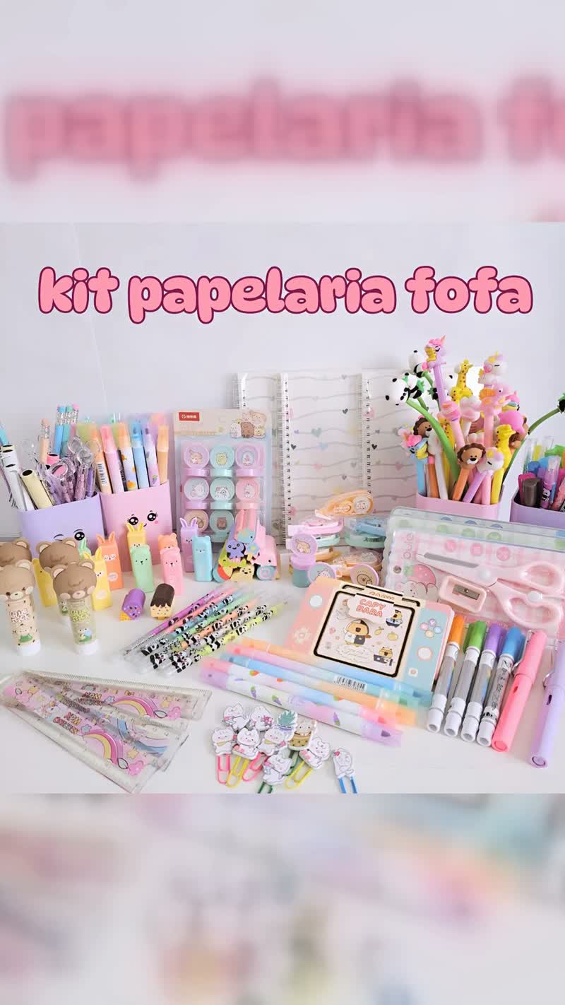 Kit Papelaria Fofa Kawaii 20 Itens