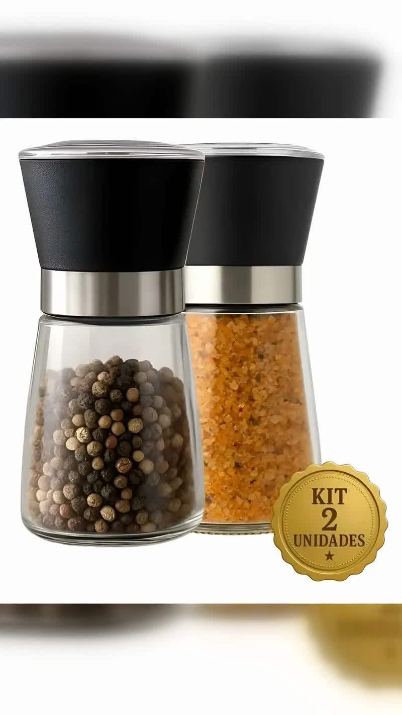 Kit 2 Moedores de Sal Grosso e Pimenta do Reino