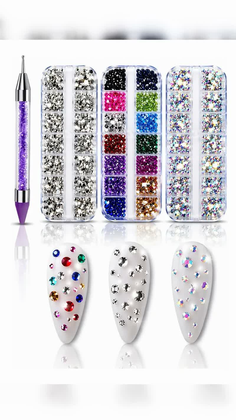 Kit 3 Estojos de Strass com Caneta Pegadora