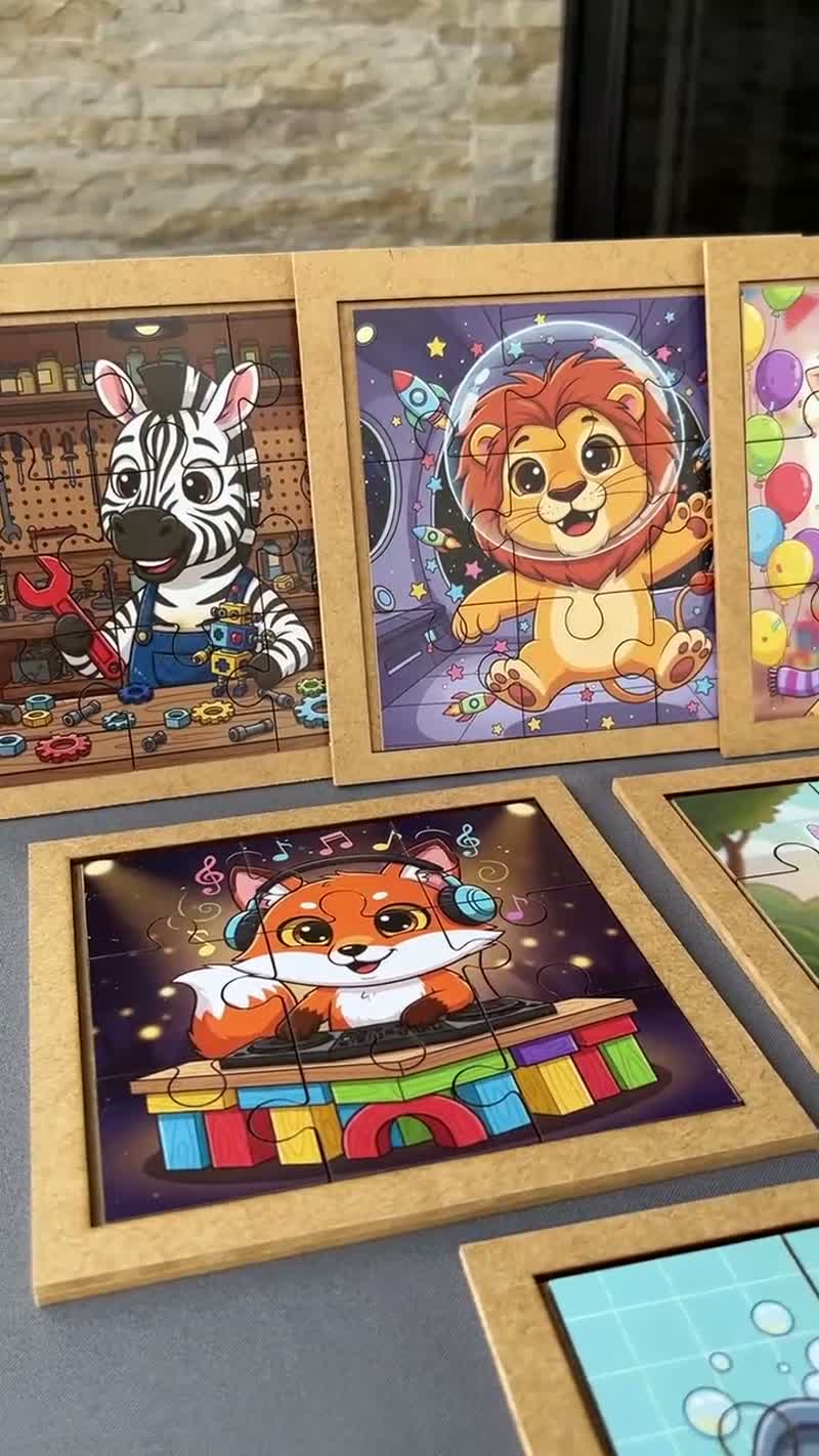 Kit 10 Quebra-Cabeças de Animais