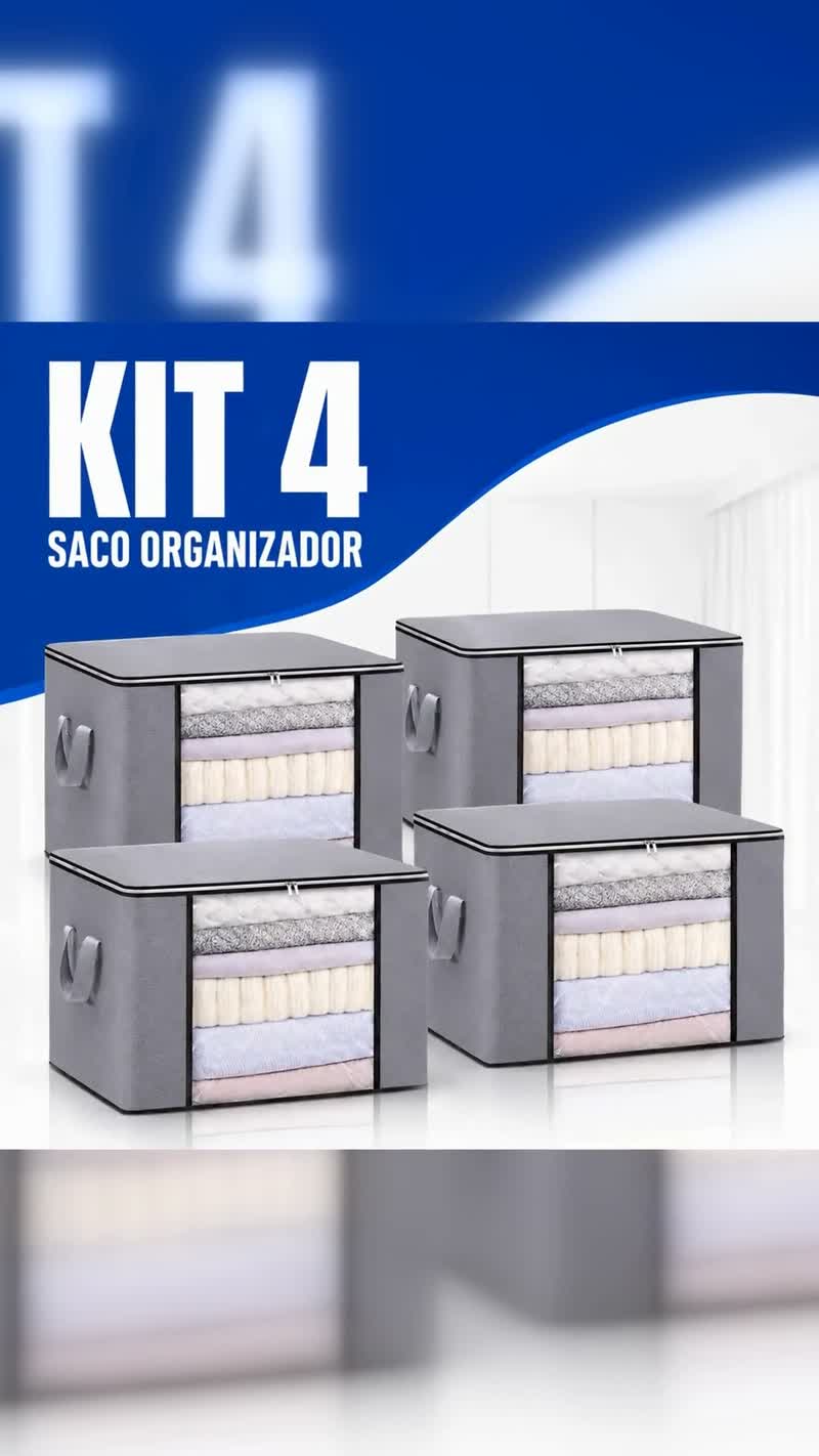 Kit 4 Sacos Organizadores Multiuso Dobráveis