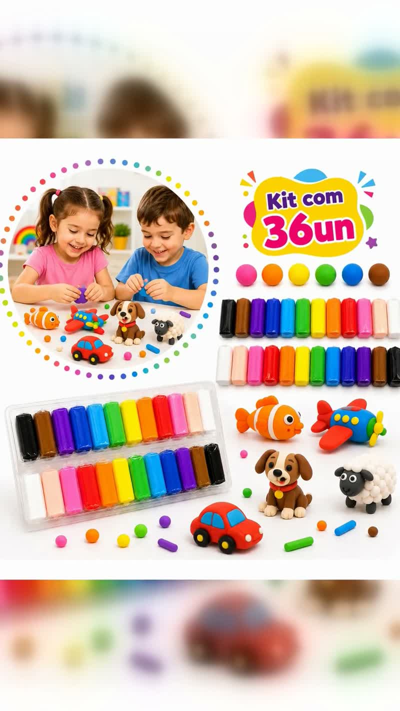 Kit 36 Massinhas EVA Estica e Pula