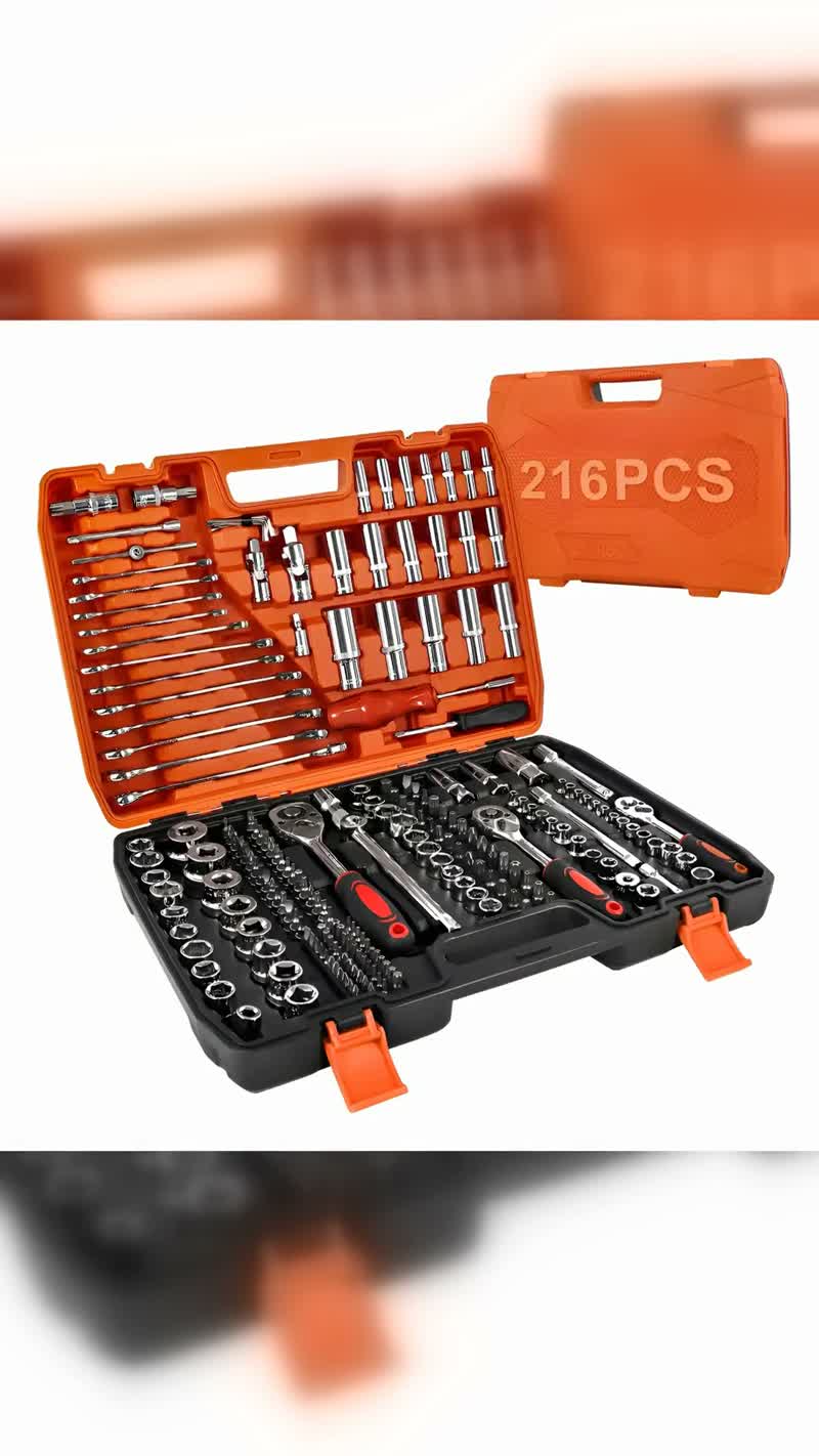 Kit Jogo de Soquete e Chave Catraca 216 Peças