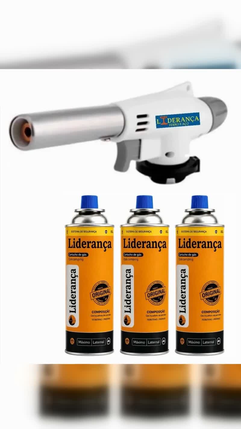 Kit Maçarico Culinário Portátil com Acendimento Automático e 3 Refis