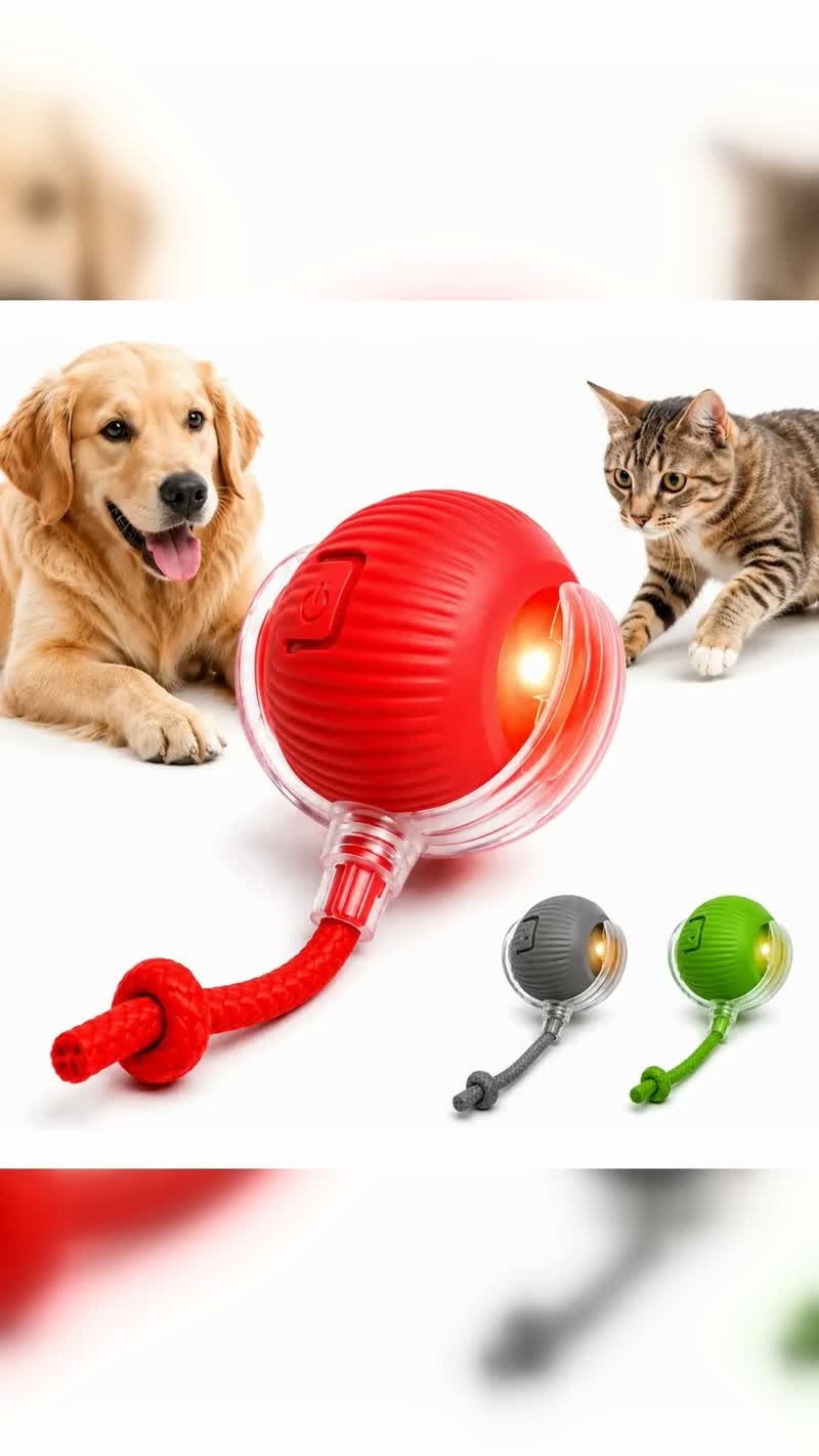 Bola Interativa Automática Giratória Recarregável USB para Cães e Gatos