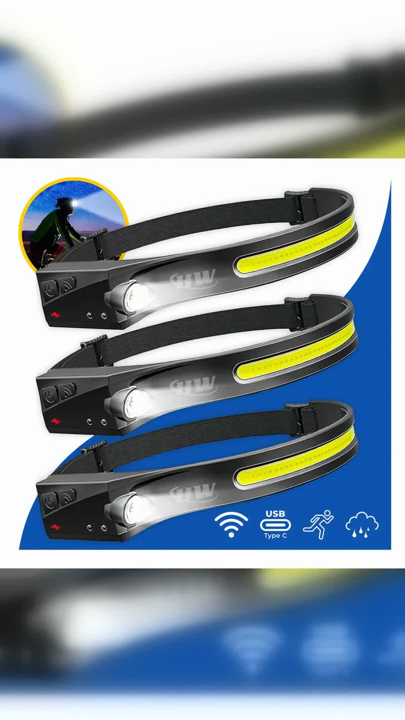 Kit 3 Lanternas de Cabeça LED com Sensor de Movimento