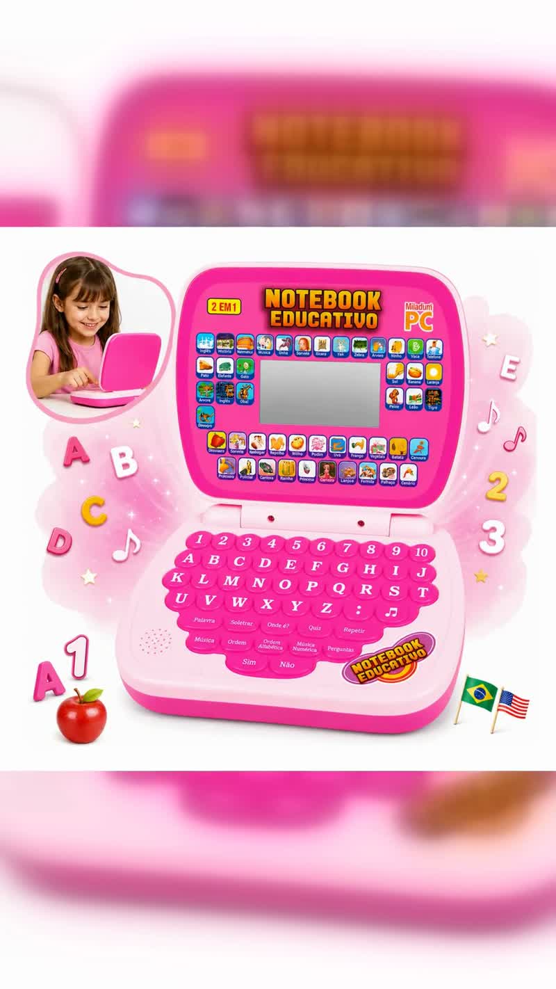 Notebook Educativo Infantil Bilíngue Português e Inglês