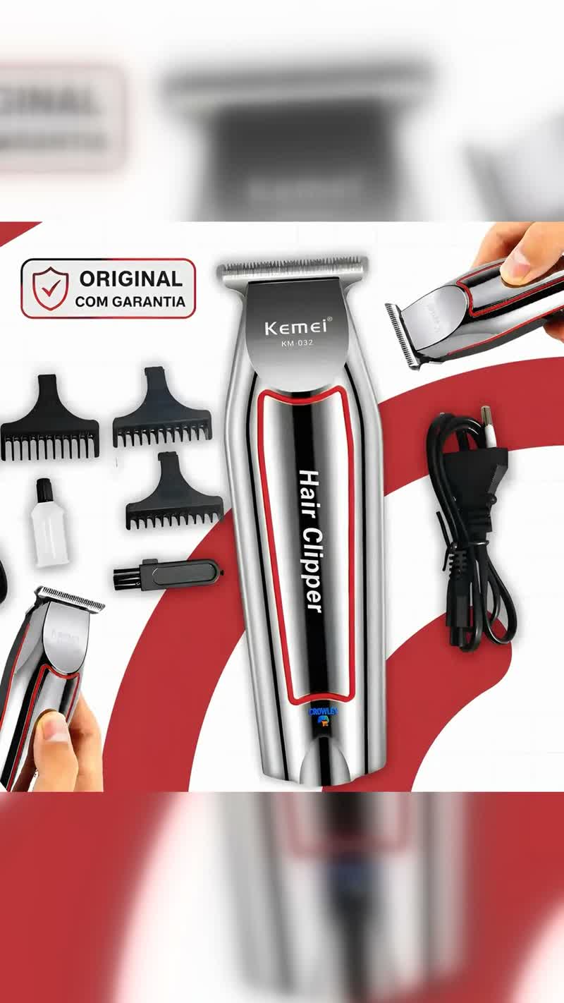 Máquina Acabamento Cortar Cabelo Barba e Pelos Kemei 032
