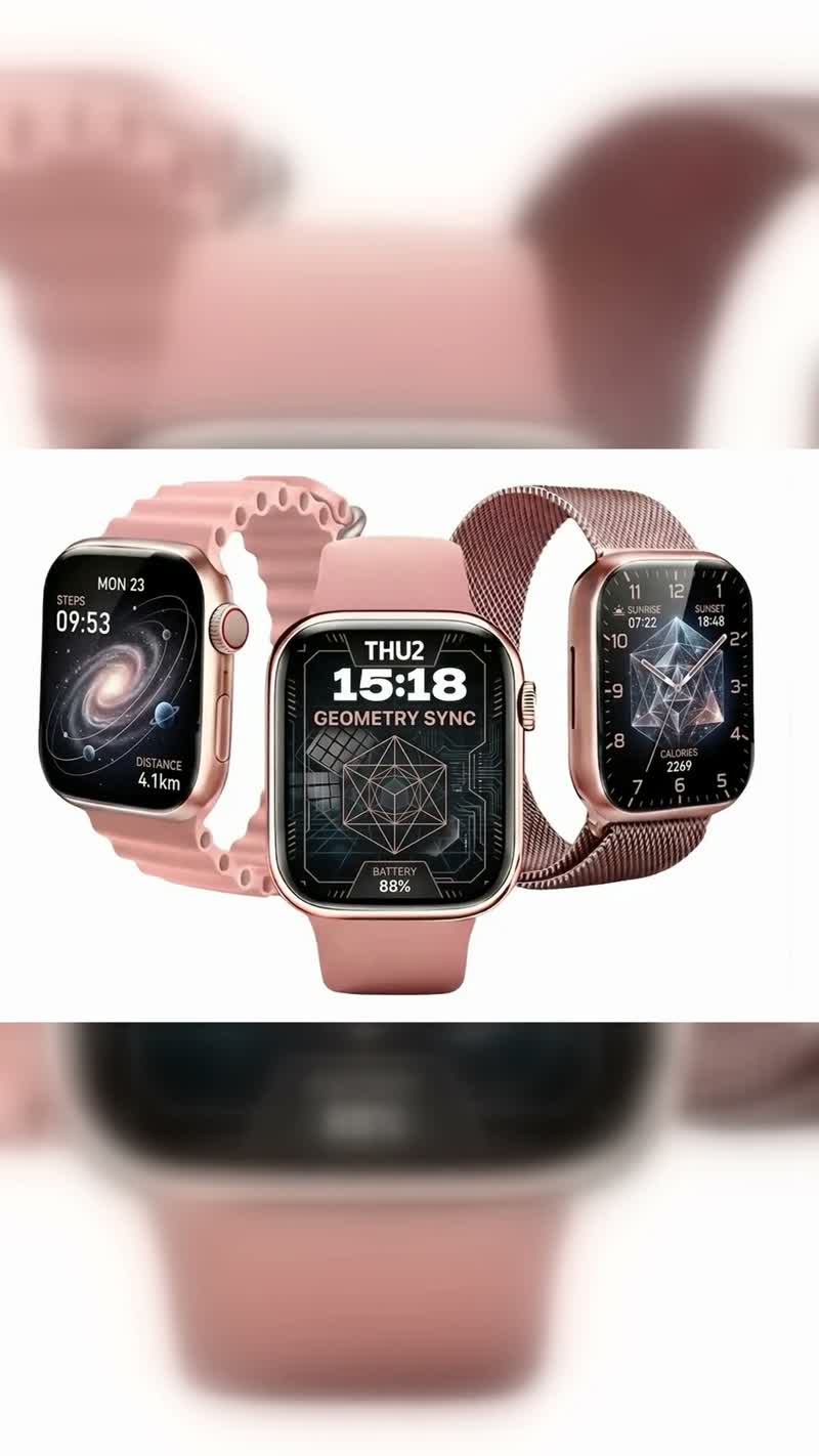 Smartwatch Feminino Corewear Rosa com Pulseira Milanesa e Chamadas Bluetooth