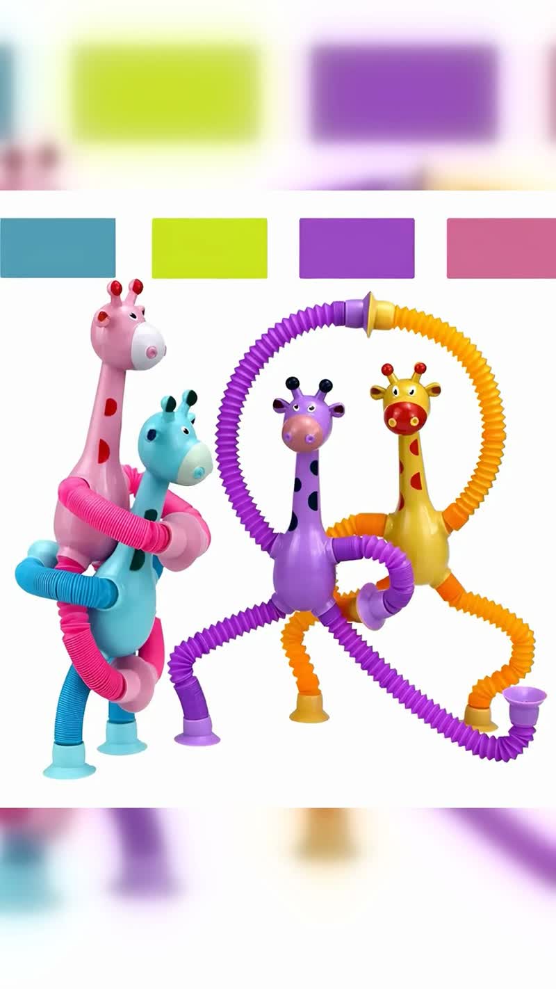 Kit 4 Girafinhas Estica Tubo com Ventosa e Luz de LED