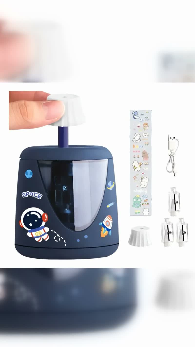 Apontador de Lápis Elétrico Recarregável USB Tema Astronauta
