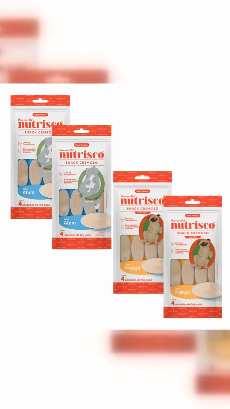Petisco Cremoso para Gatos Nutrisco, Kit 4 Pacotes com 16 Sachês