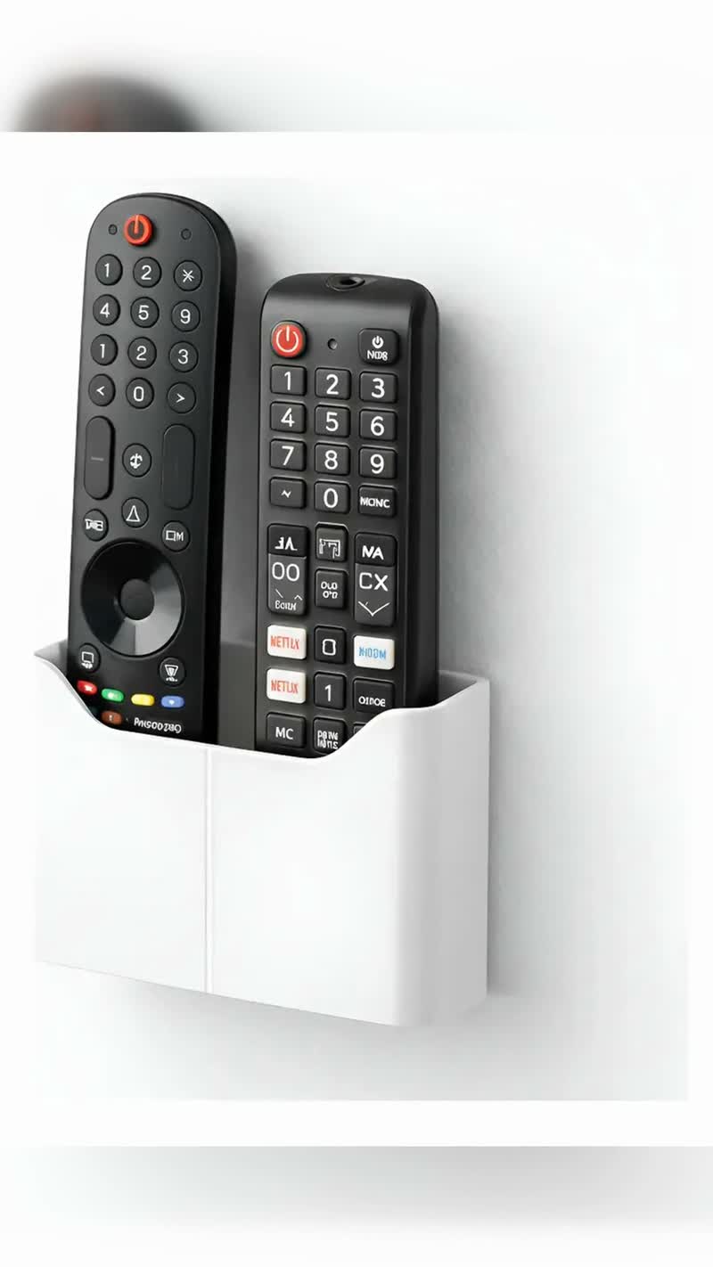 Suporte de Parede para 2 Controles Remotos, TV e Ar, Branco