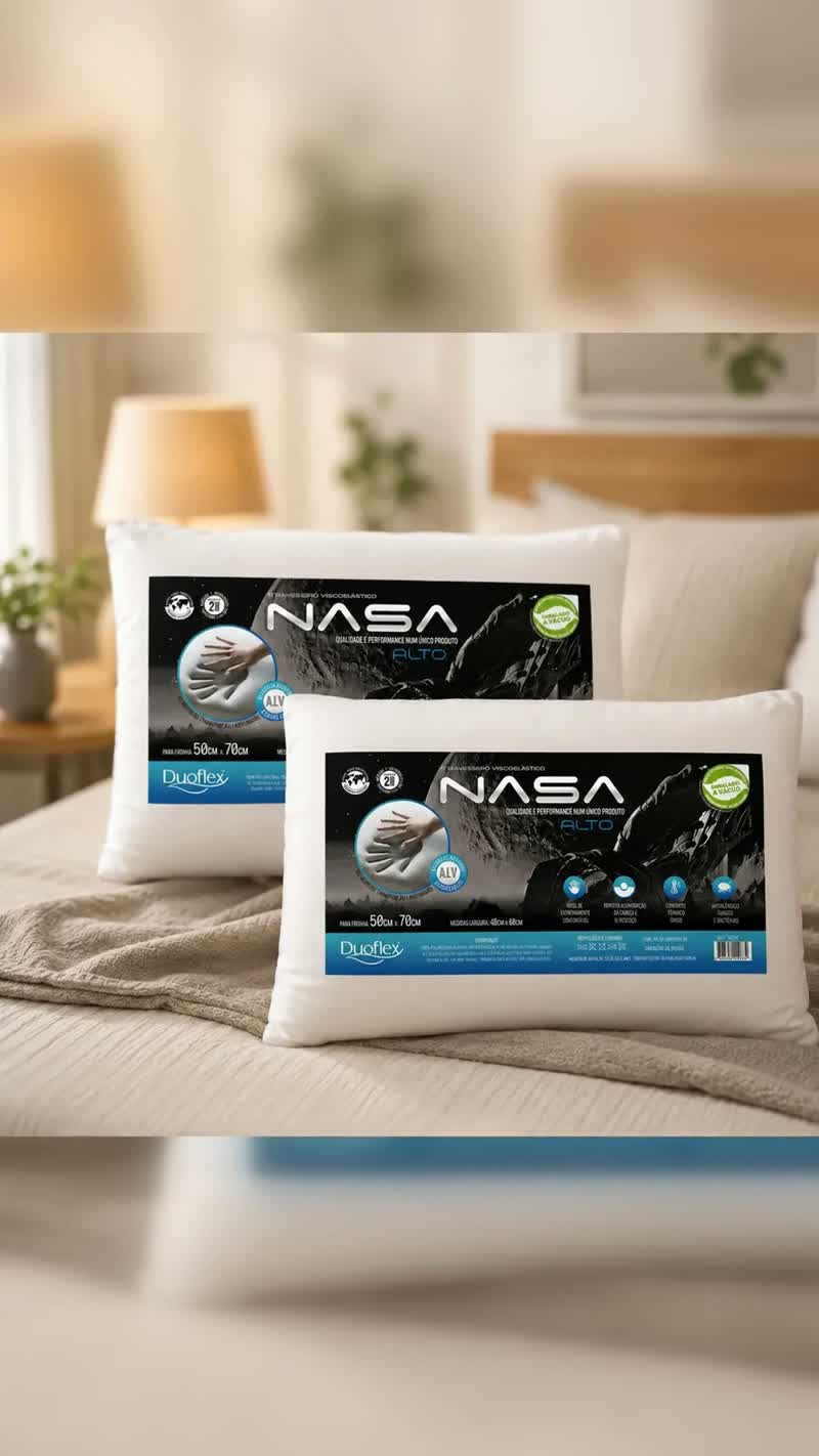 Kit 2 Travesseiros Duoflex Nasa X Alto Viscoelástico 50x70