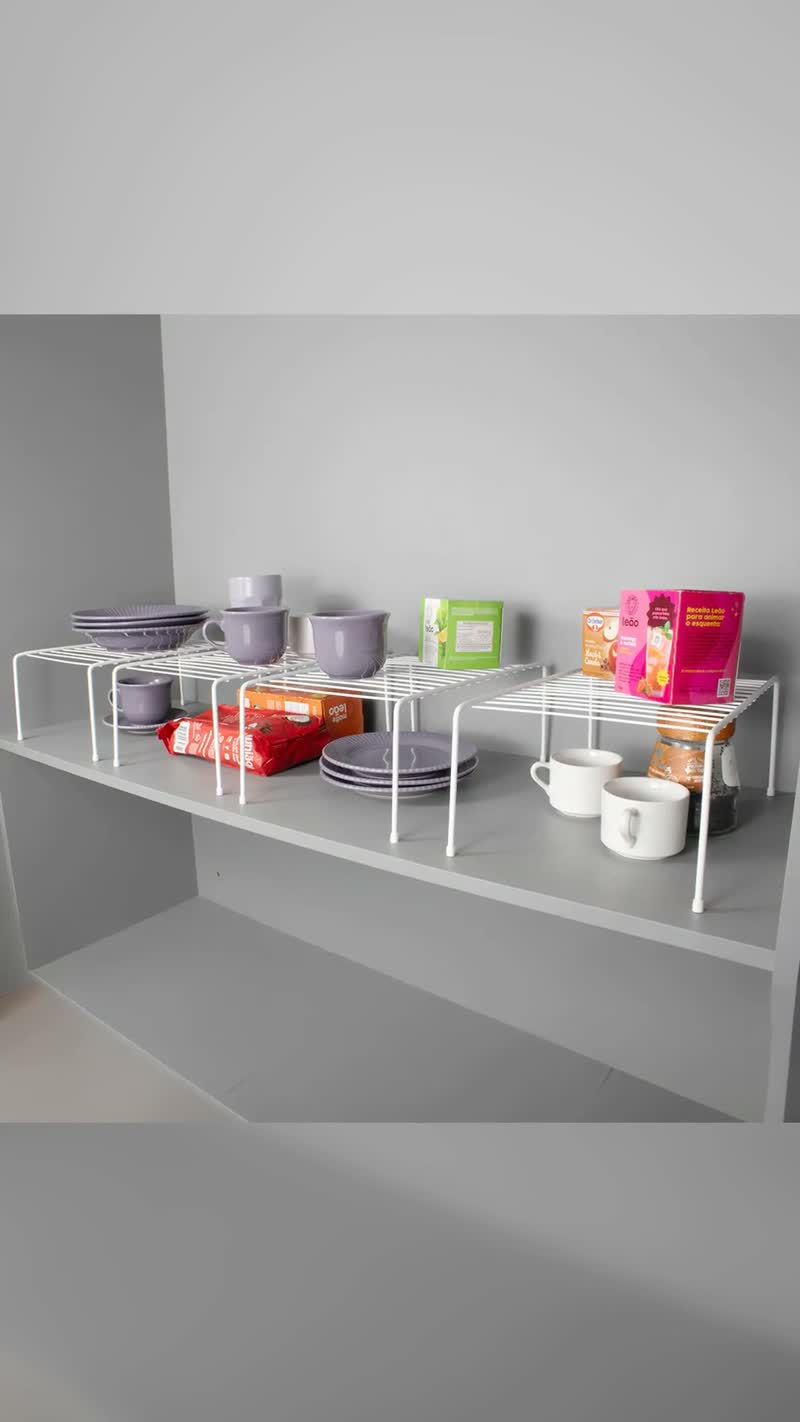Kit 4 Prateleiras Organizadoras para Armário de Cozinha, 32cm