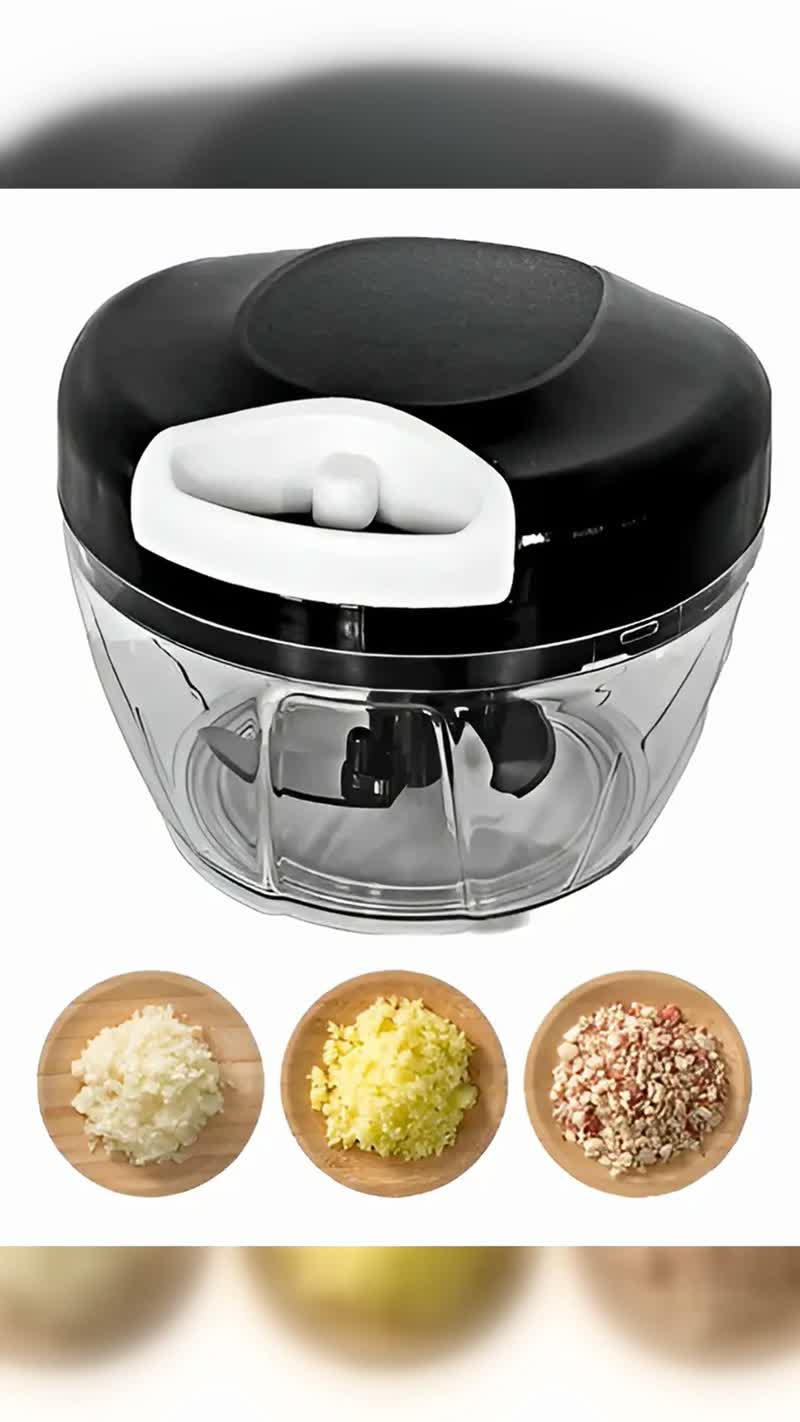 Mini Processador Manual de Alimentos 500ml, Tritura Alho e Cebola
