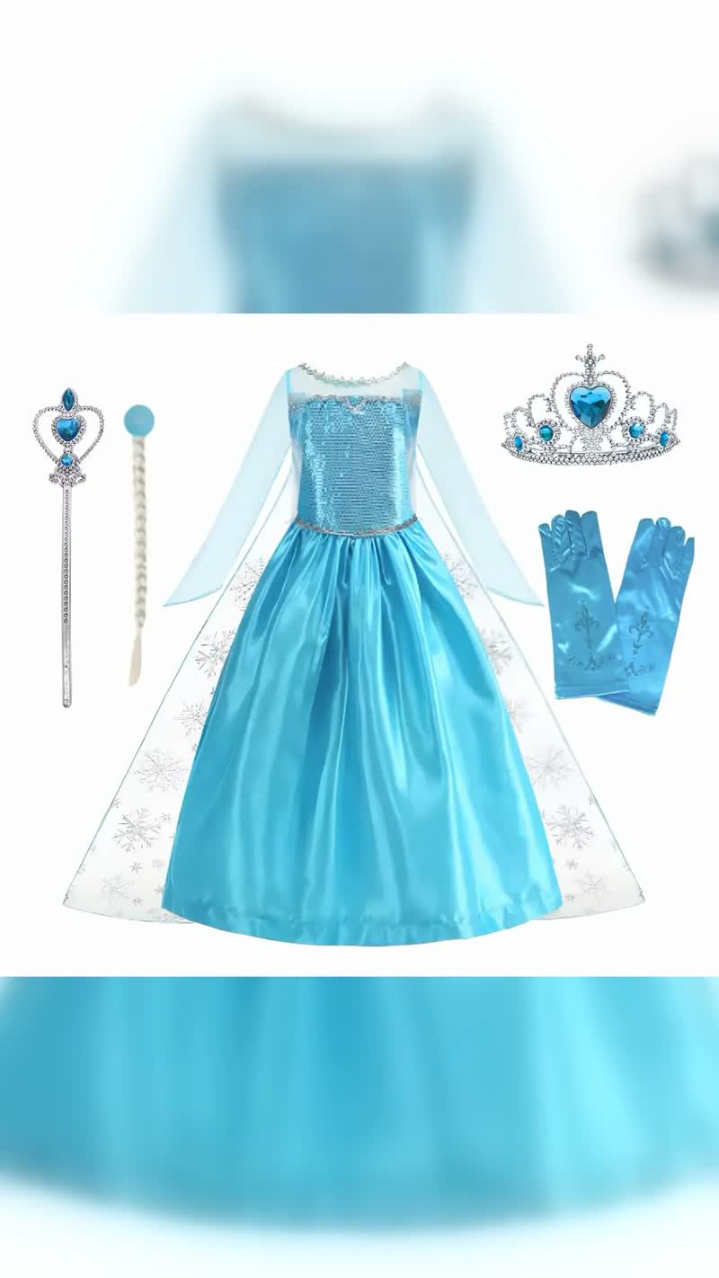 Fantasia Infantil Vestido Elsa Frozen com Acessórios