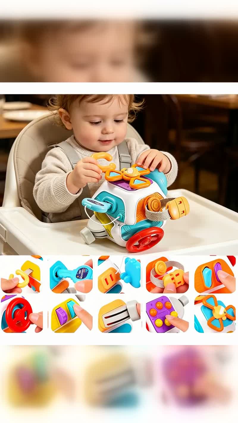Cubo Sensorial de Atividades para Bebê, Educativo