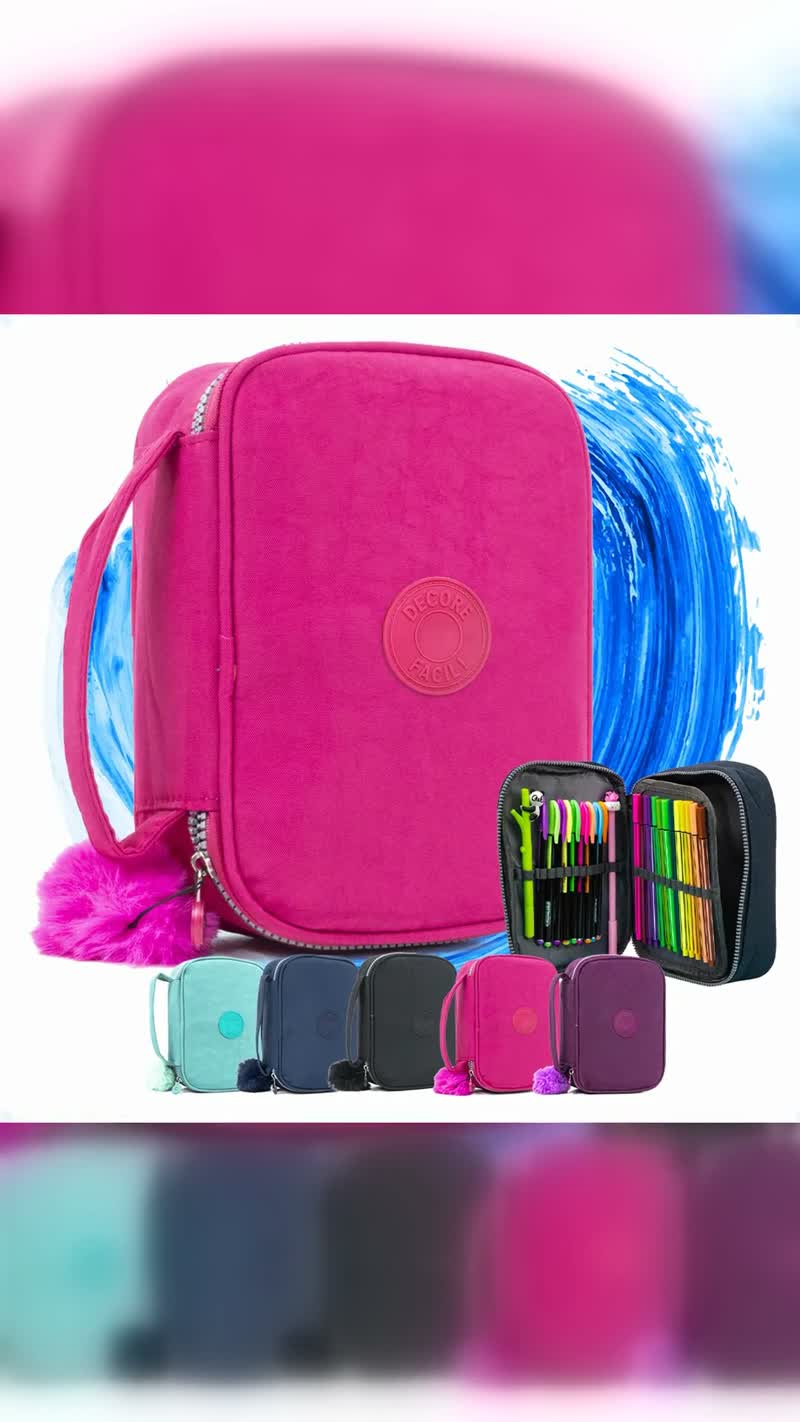Estojo Box Organizador Escolar com Divisórias para 100 Lápis