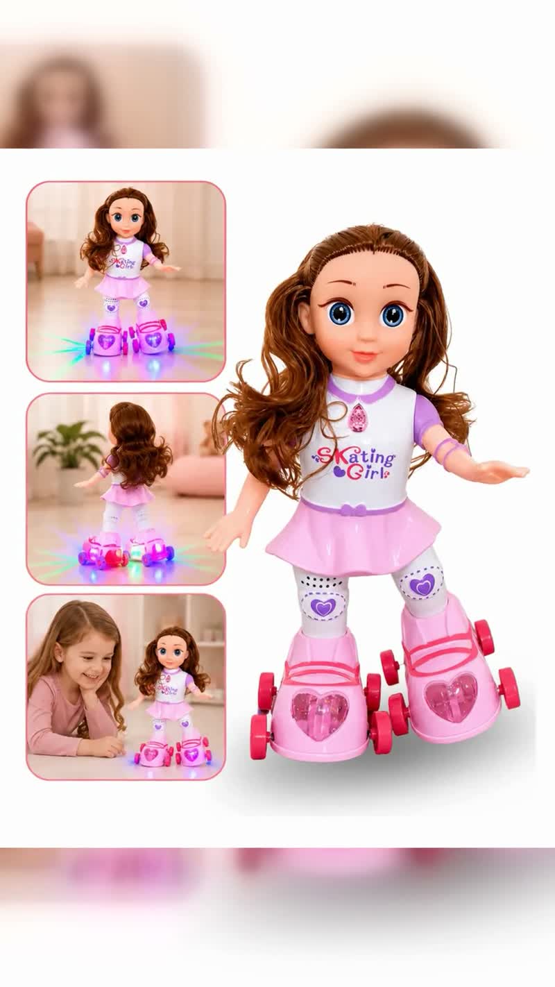 Boneca Patinadora Grande com Patins e Som