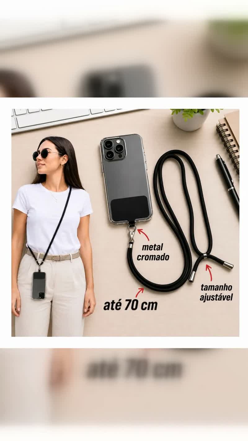 Cordão Ajustável para Celular com Suporte