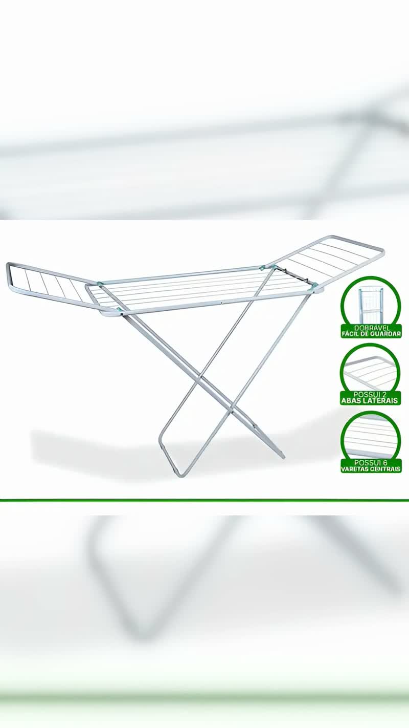 Varal de Chão Reforçado Retrátil Slim Mor Branco