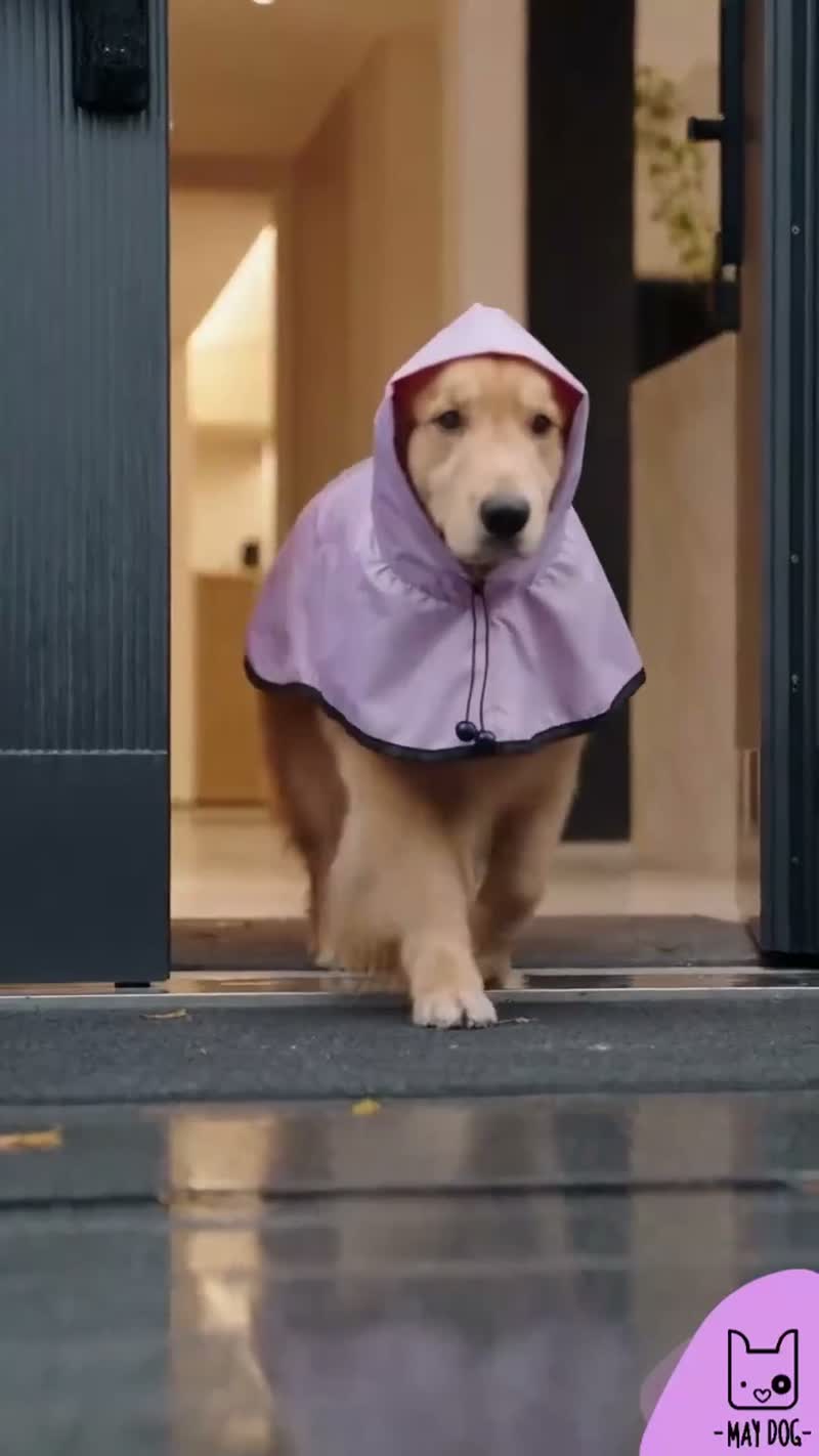 Capa de Chuva Impermeável para Cachorro com Capuz e Faixa Refletiva