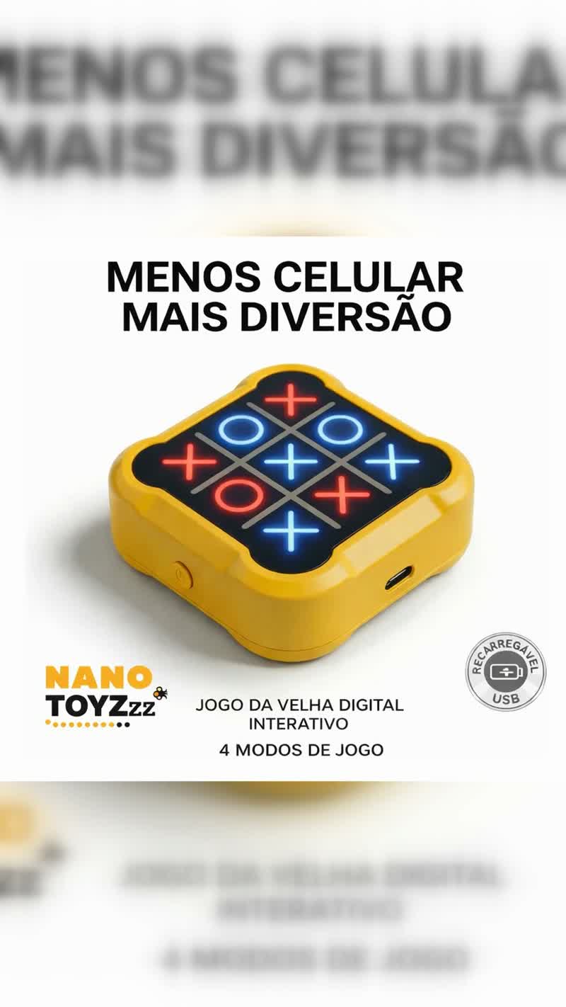 Jogo da Velha Digital Eletrônico 4 em 1 Recarregável