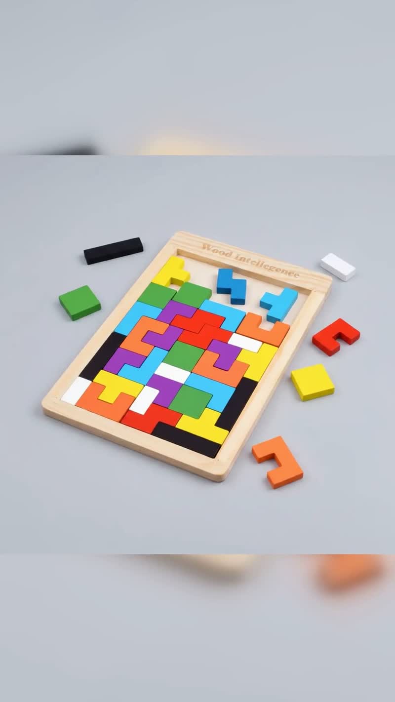 Brinquedo Educativo Tetris de Madeira Quebra-Cabeça de Encaixe