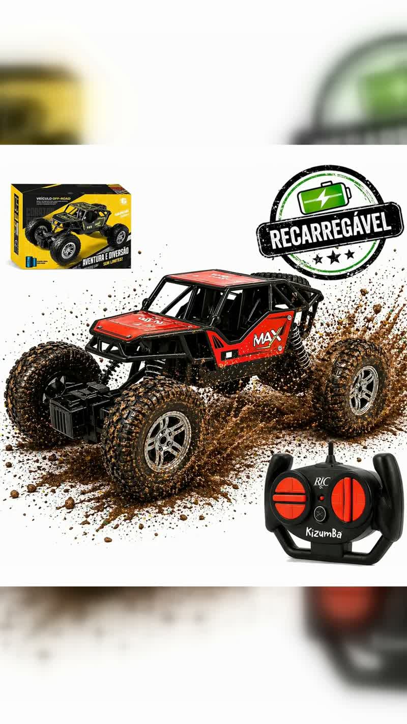 Carrinho de Controle Remoto Jipe Rally Off-Road com Amortecedores Kizumba