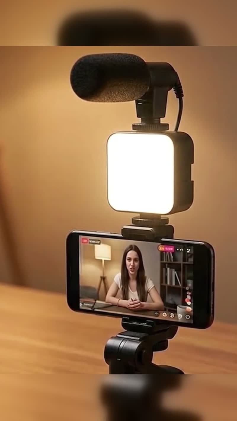 Kit de Gravação para Celular com Tripé, Microfone e Luz LED Good Vision