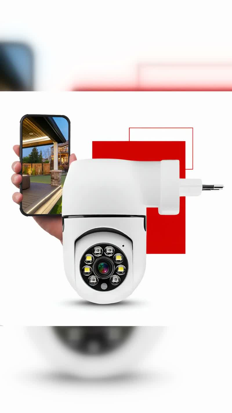 Câmera de Segurança Wi-Fi 360° de Tomada com Visão Noturna Nixzen