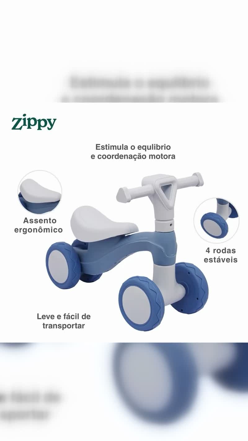 Triciclo Andador de Equilíbrio sem Pedal 4 Rodas
