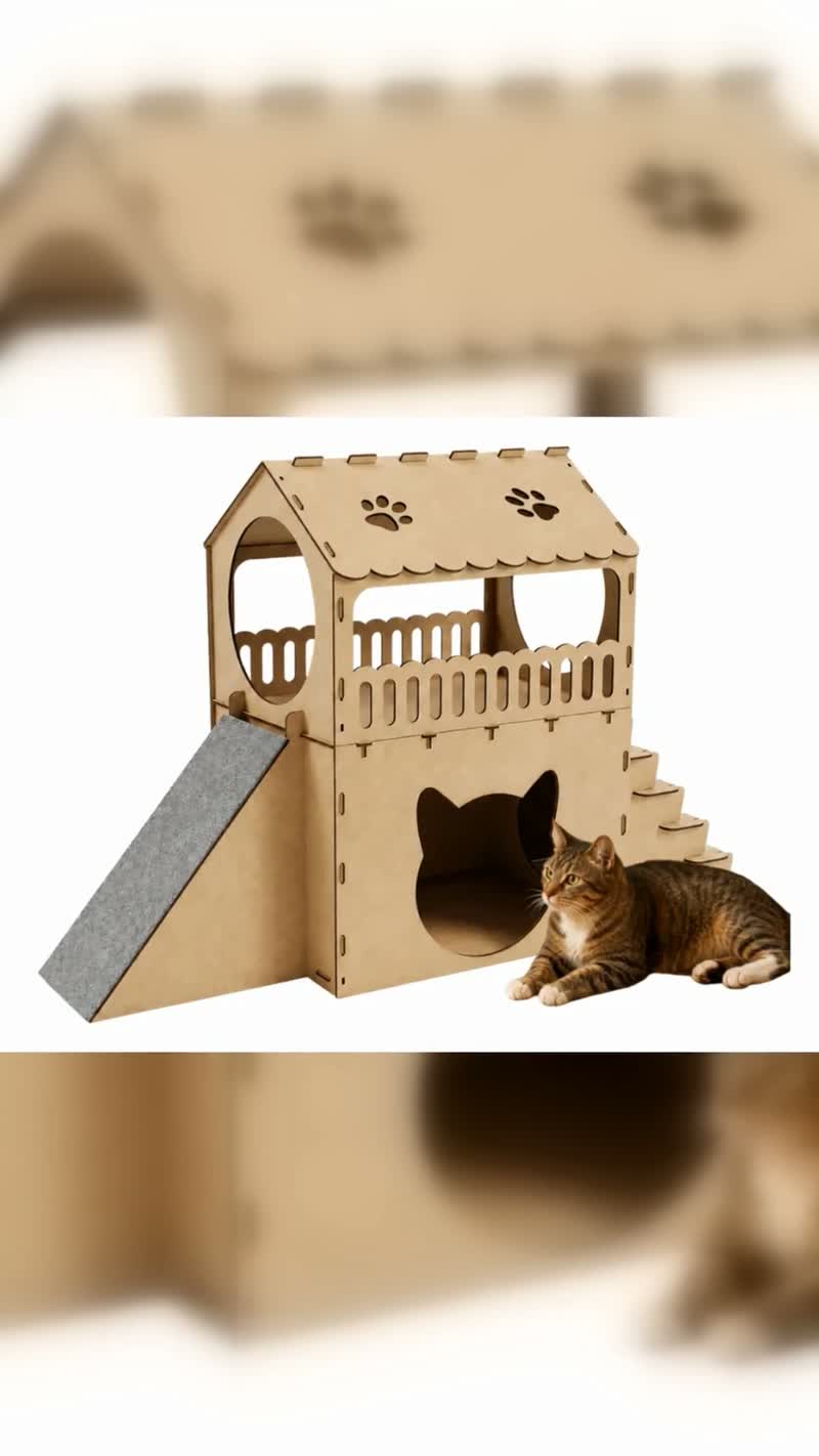 Casinha de Gato com Arranhador e Toca de 2 Andares
