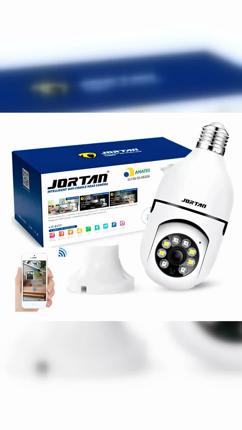 Câmera Lâmpada de Segurança Wi-Fi com Visão Noturna HD